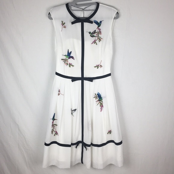 ted baker white embroidered dress